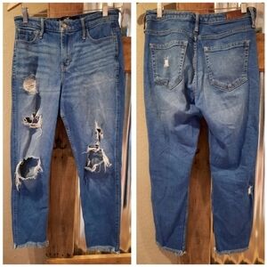 Holey Distressed Jeans 28/27 Hollister Hi Waist Ripped